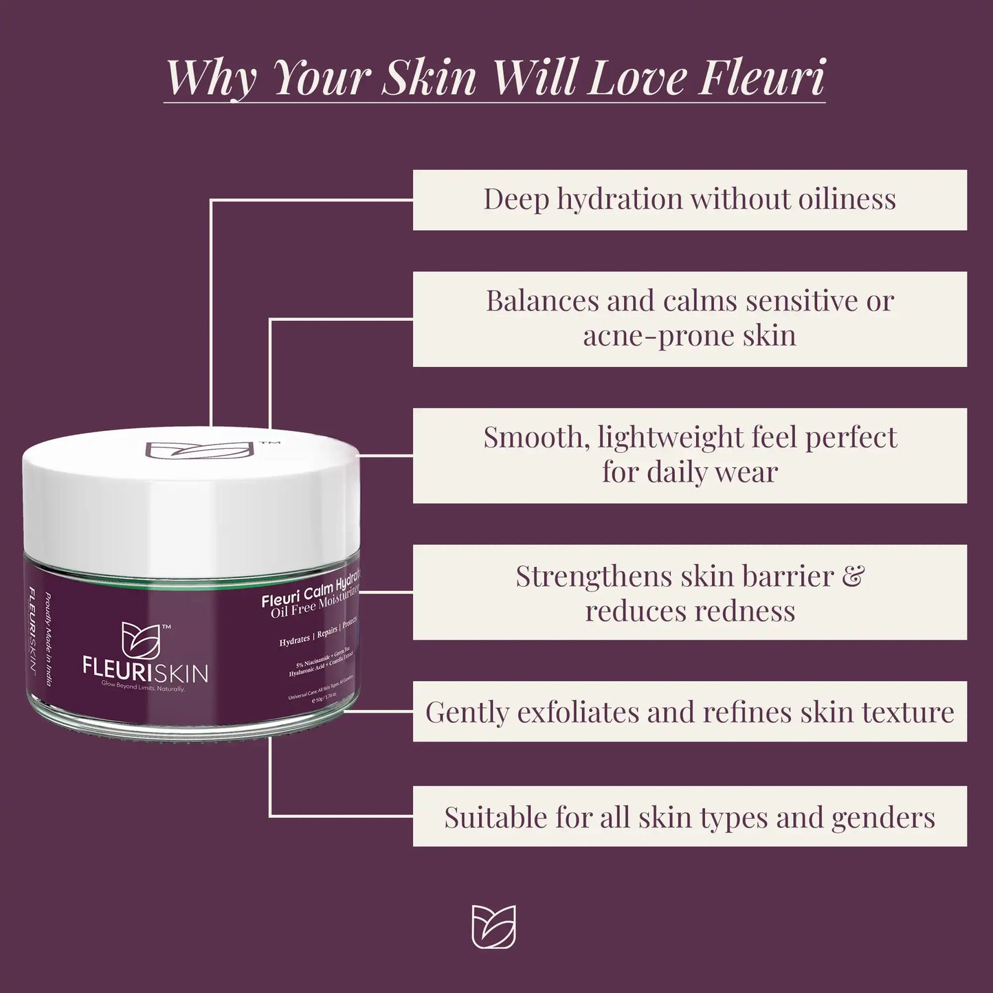 Fleuri Calm Hydrate Oil Free Moisturizer